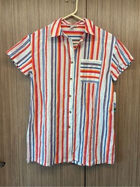 Mountain and Isles Striped Short-Sleeve Button-Down